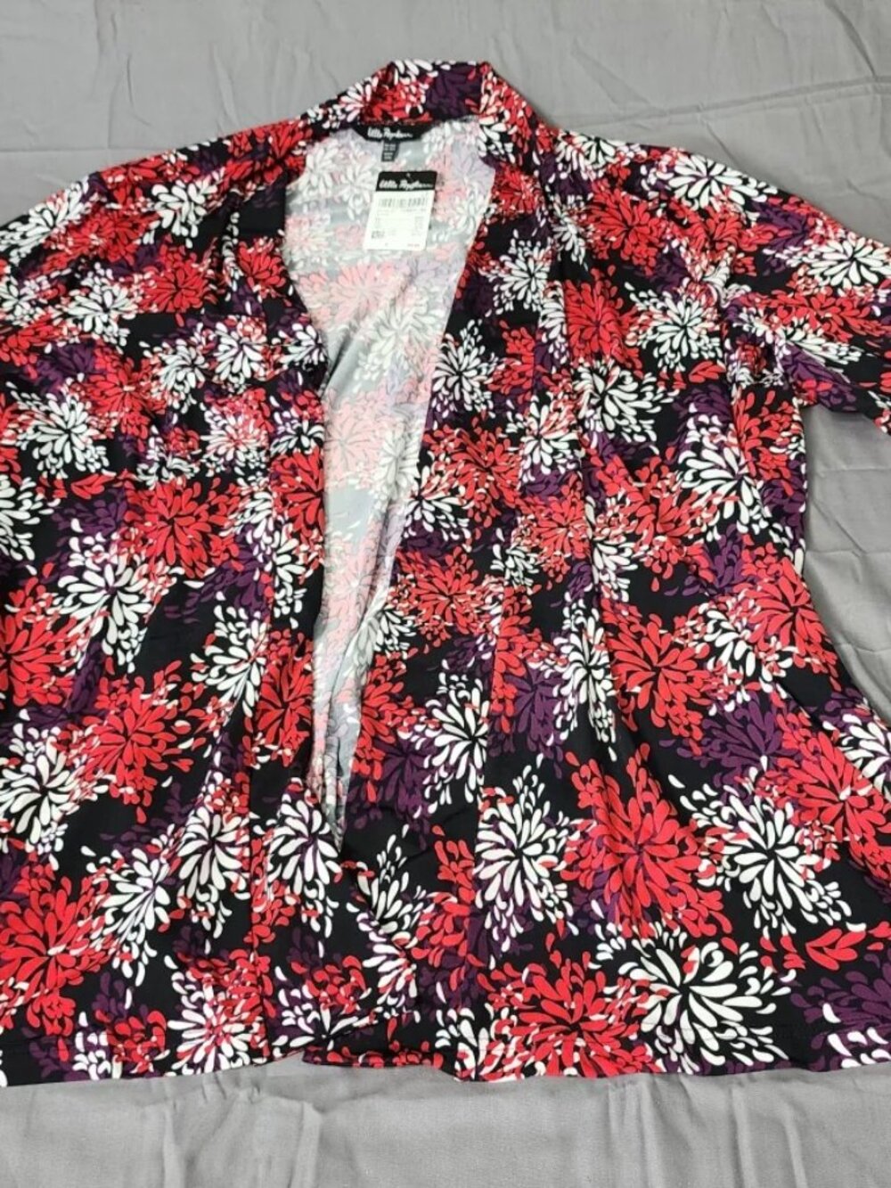 Ulla Popken Plus Size 4XL 28 30 Cardigan Jacket Multicolor Floral Open Front NWT